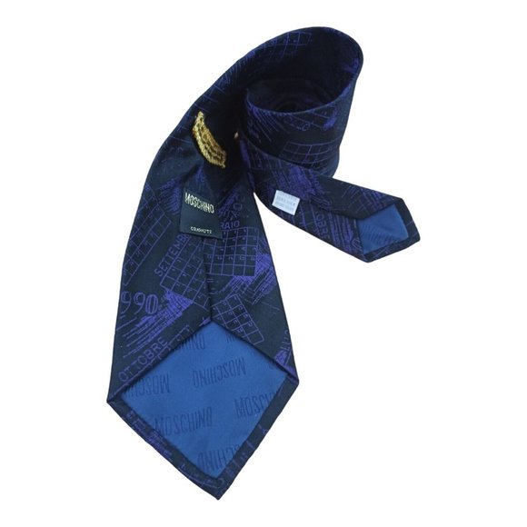 MOSCHINO Black Calendar Silk Tie ITALY 56”/ 3.5”  EC - Picture 5 of 7